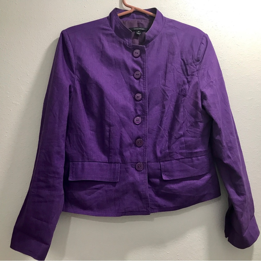 Chadwicks size 10 petit purple blazer, jacket.